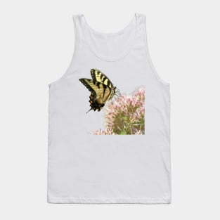 Butterfly on pink flowers with no background Tank Top